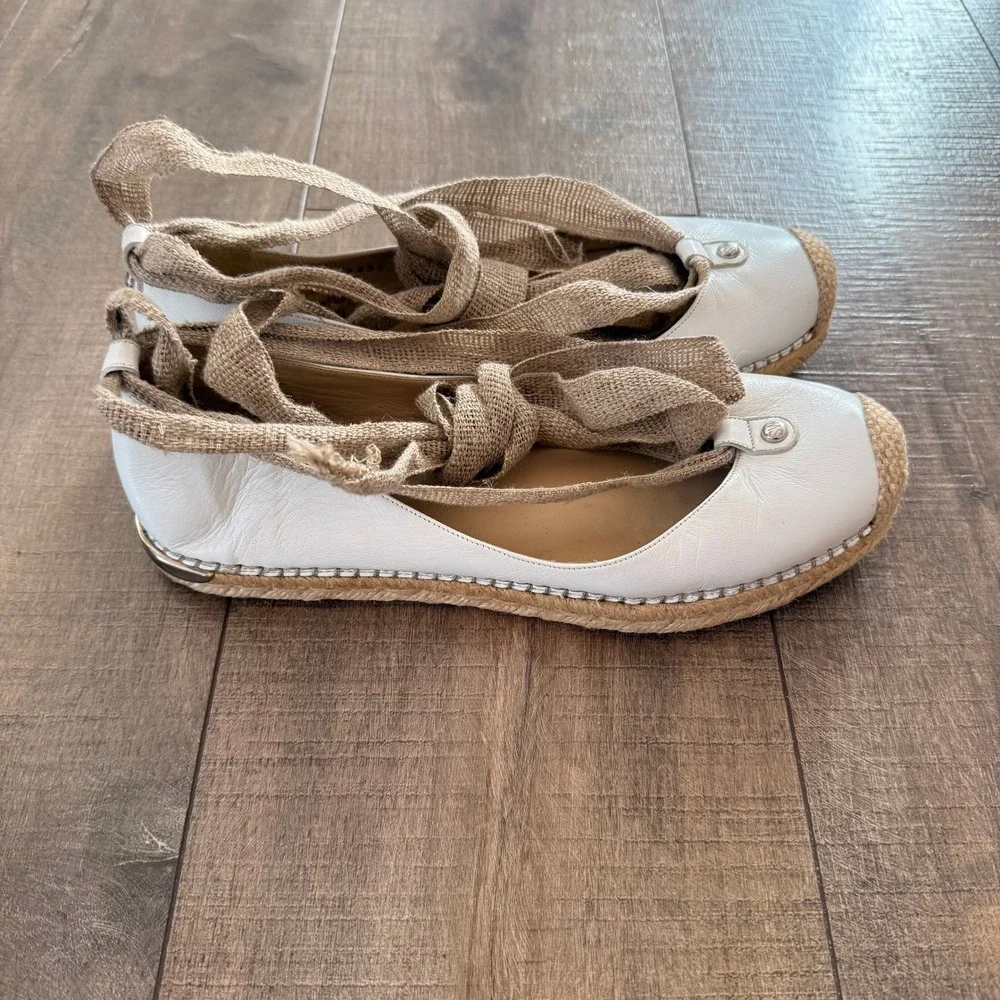Stuart‎ Weitzman Espadrille Flats Wrap Up Tie Shoes Size 8.5M Vacation Beach